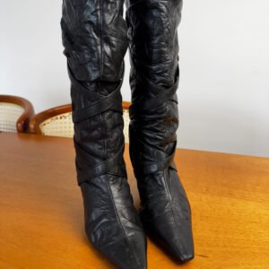 Bota Preta Vintage Couro Legítimo